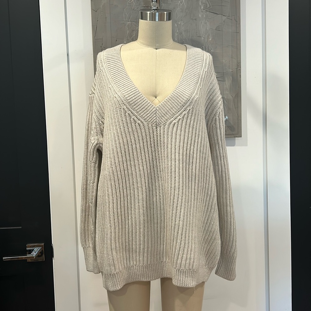 Babaton Cream V-Neck Sweater